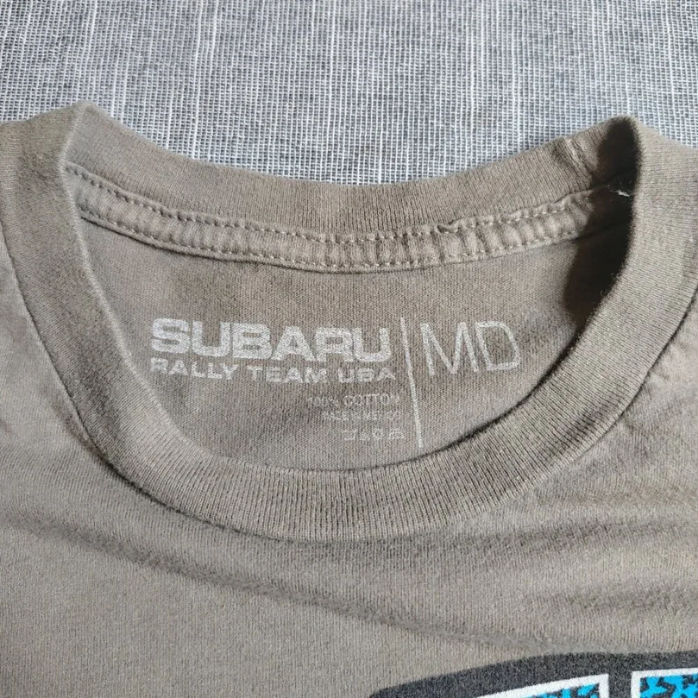 Subaru Rally Team David Higgins #75 USA Shirt Medium Cotton Front and Back Y2K - Picture 3 of 9